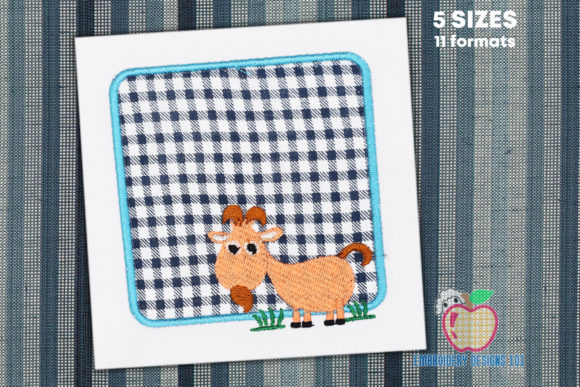 A Cartoon Goat in the Box Eating Grass