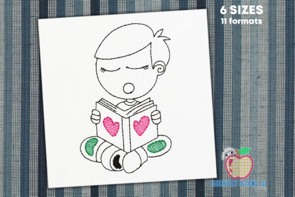Boy Reading Love Book Quick Stitch