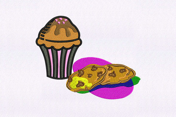 Cupcake and Cookies Embroidery Design