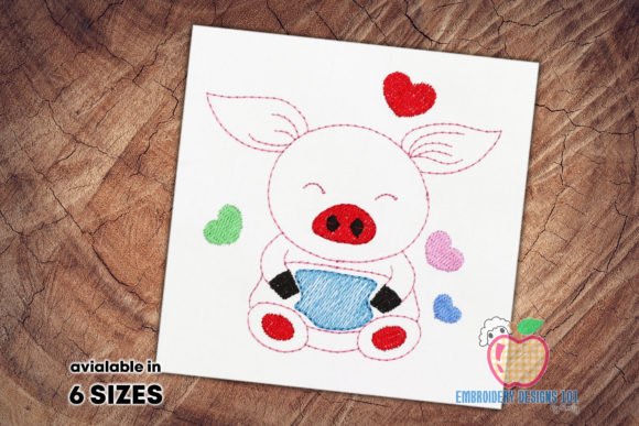 Cute Cheerful Baby Pig Sketch