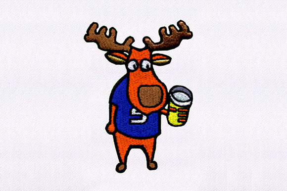Drinking Moose Embroidery Design